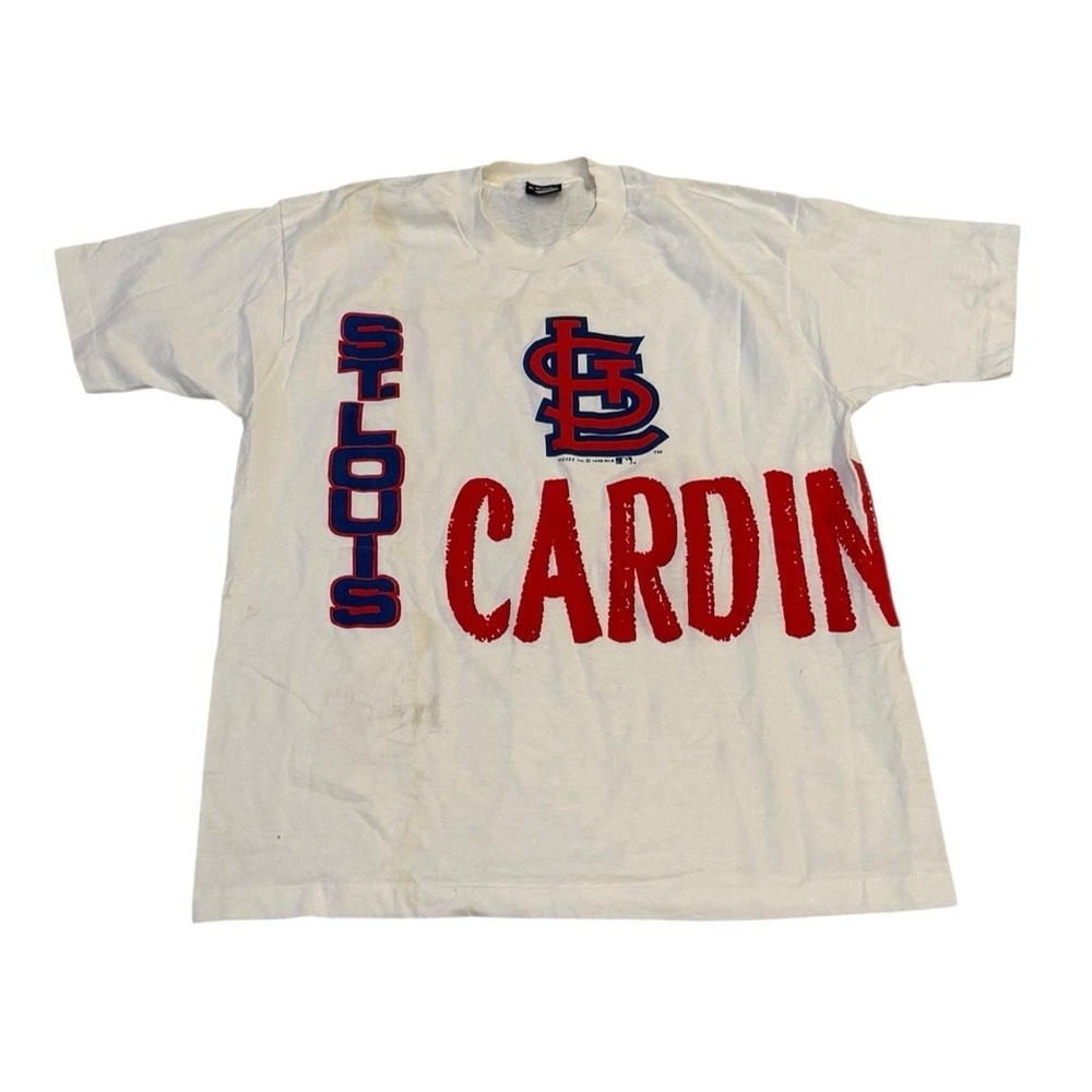 VINTAGE St Louis Cardinals Single Stitch‎ Graphic Shirt 1989 Pizazz XL Baseball